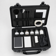 Kit profesional de revelado de huellas latentes con polvos brochas cintas y tarjetas